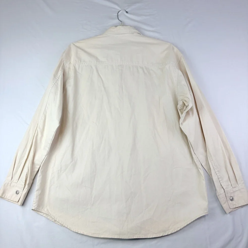 Levi's L Cream Long Sleeve Button Up Shirt Cotton Twill Canvas Workwear Casual